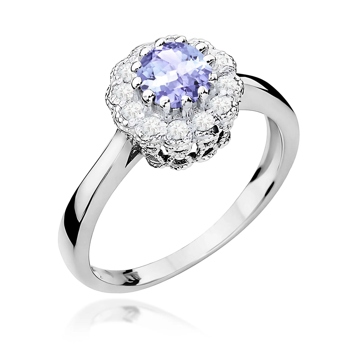14k (585) White Gold Ring | 0.50ct Tansanit and 0.174ct Diamonds | GREMARI Jewelry