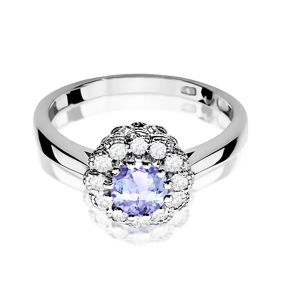 14k (585) White Gold Ring | 0.50ct Tansanit and 0.174ct Diamonds | GREMARI Jewelry
