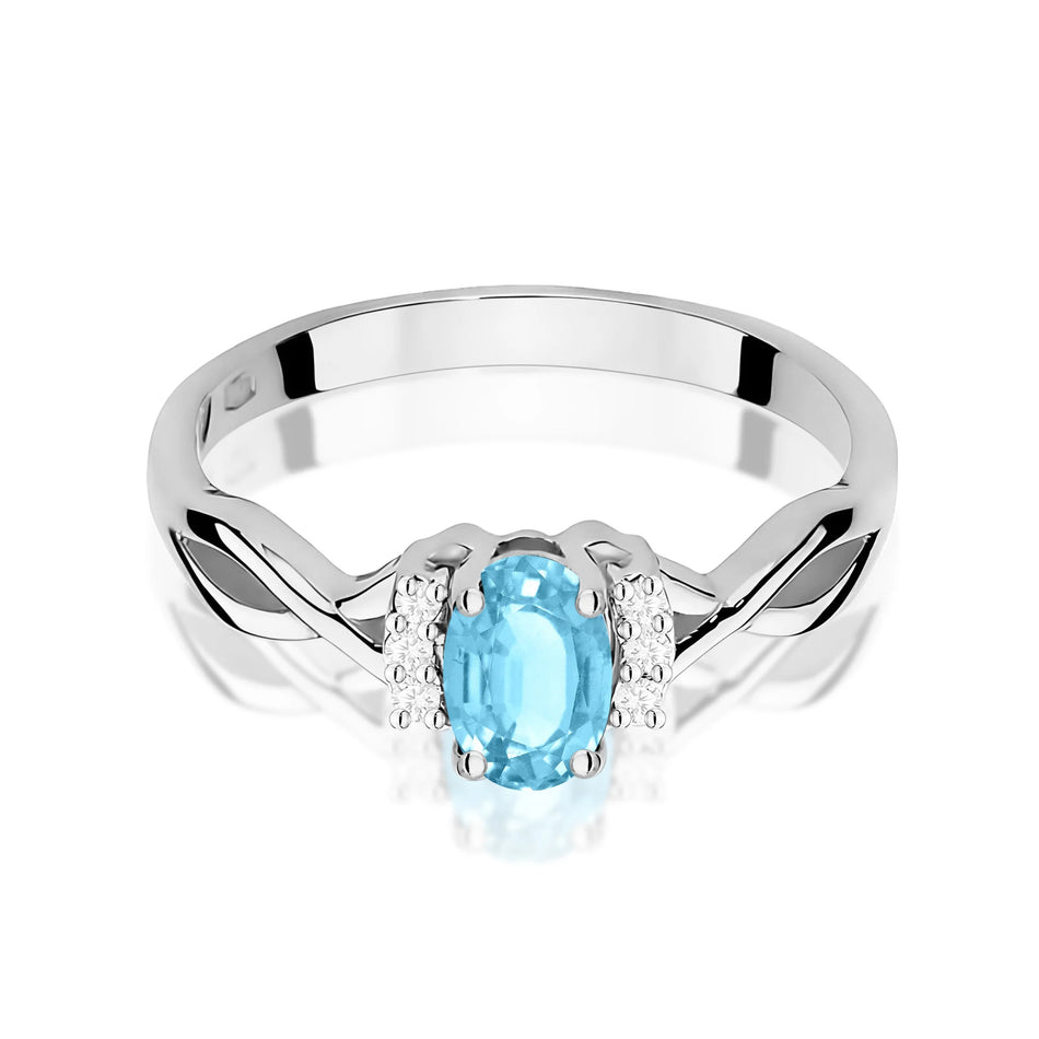 14k (585) White Gold Ring | 0.50ct Topaz and 0.052ct Diamonds | GREMARI Jewelry