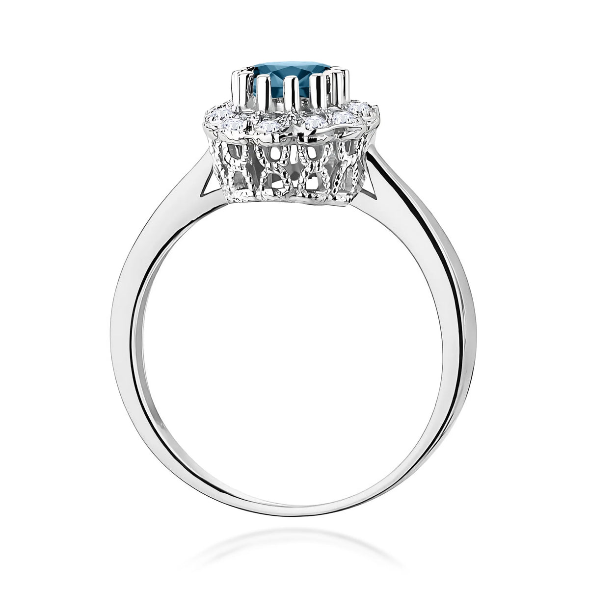 14k (585) White Gold Ring | 0.50ct Topaz London Blue and 0.174ct Diamonds | GREMARI Jewelry