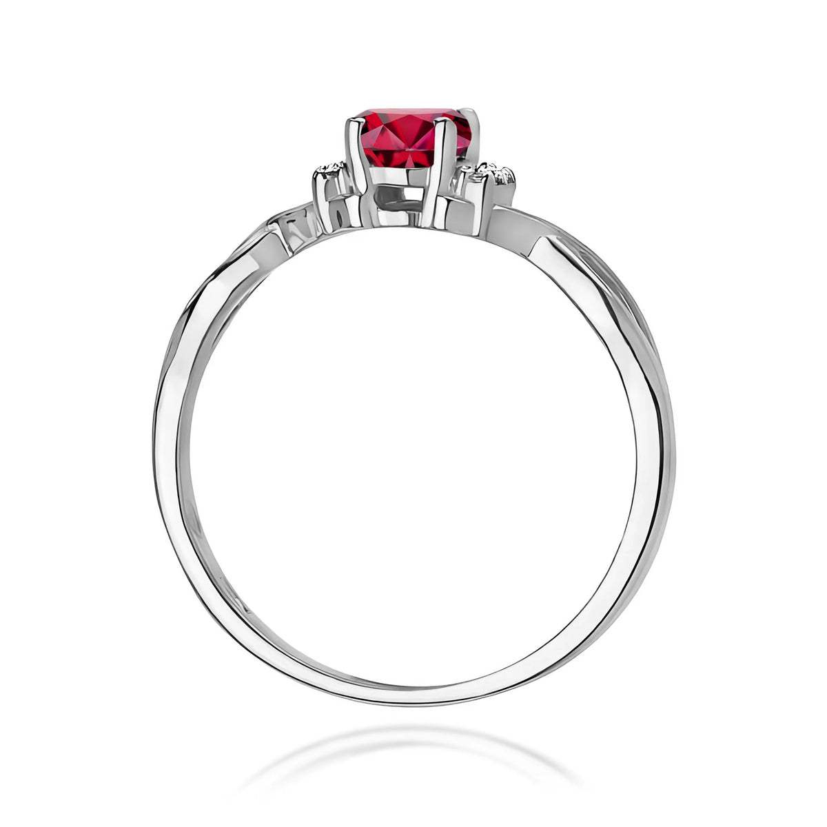 14k (585) White Gold Ring | 0.60ct Ruby and 0.052ct Diamonds | GREMARI Jewelry