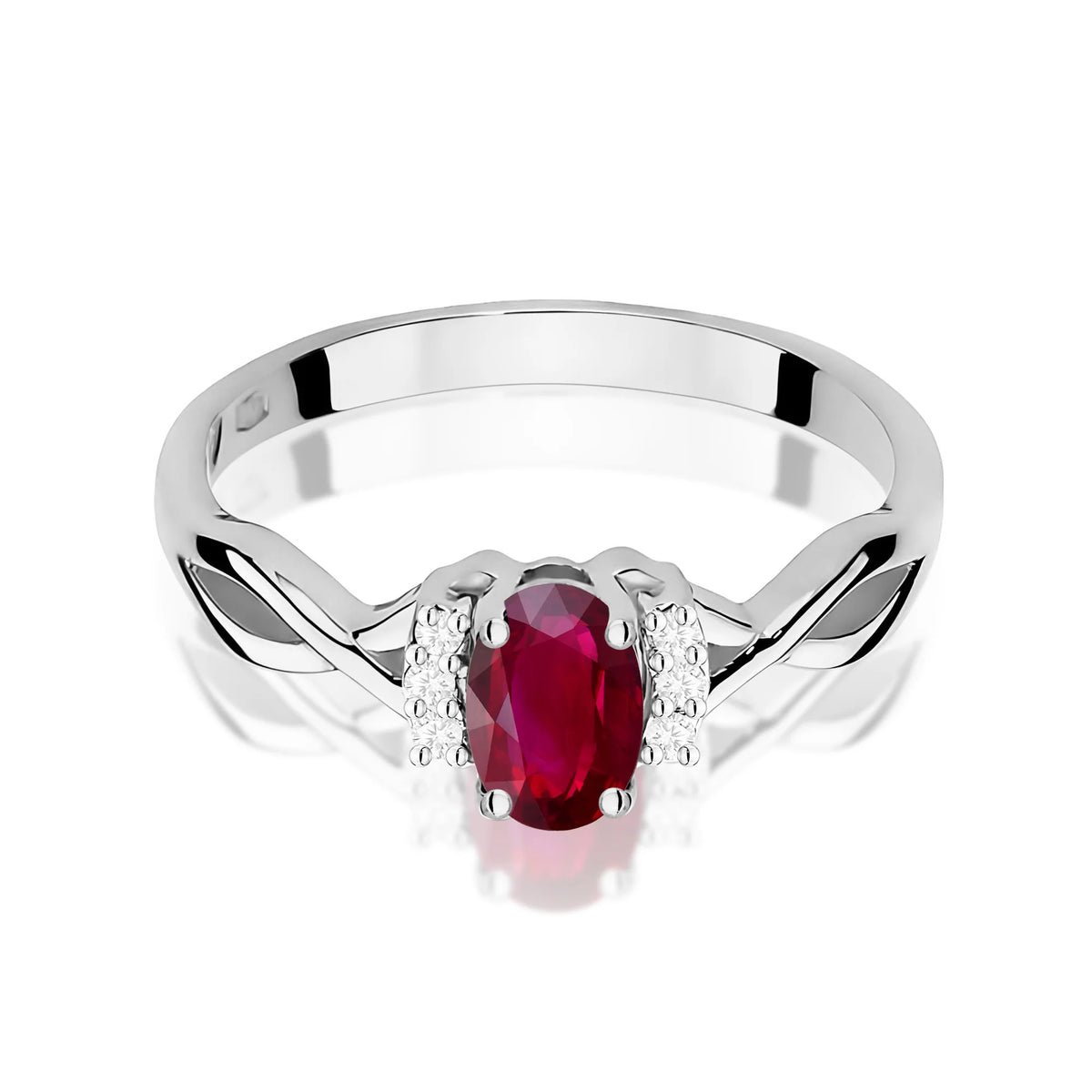 14k (585) White Gold Ring | 0.60ct Ruby and 0.052ct Diamonds | GREMARI Jewelry