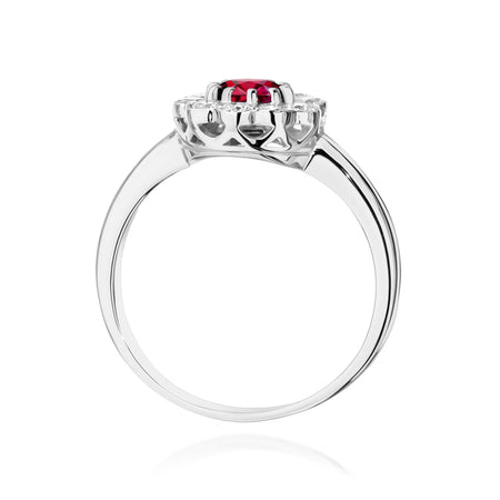 14k (585) White Gold Ring | 0.60ct Ruby and 0.30ct Diamonds | GREMARI Jewelry
