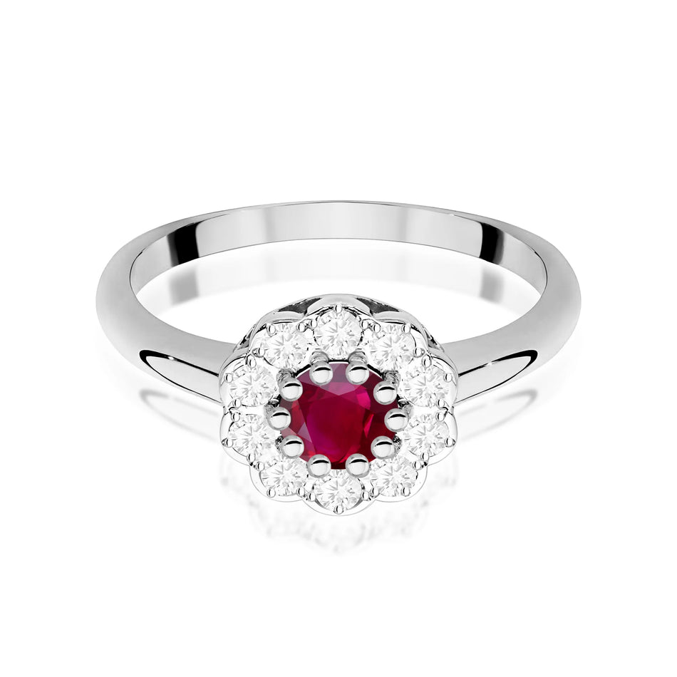 14k (585) White Gold Ring | 0.60ct Ruby and 0.30ct Diamonds | GREMARI Jewelry
