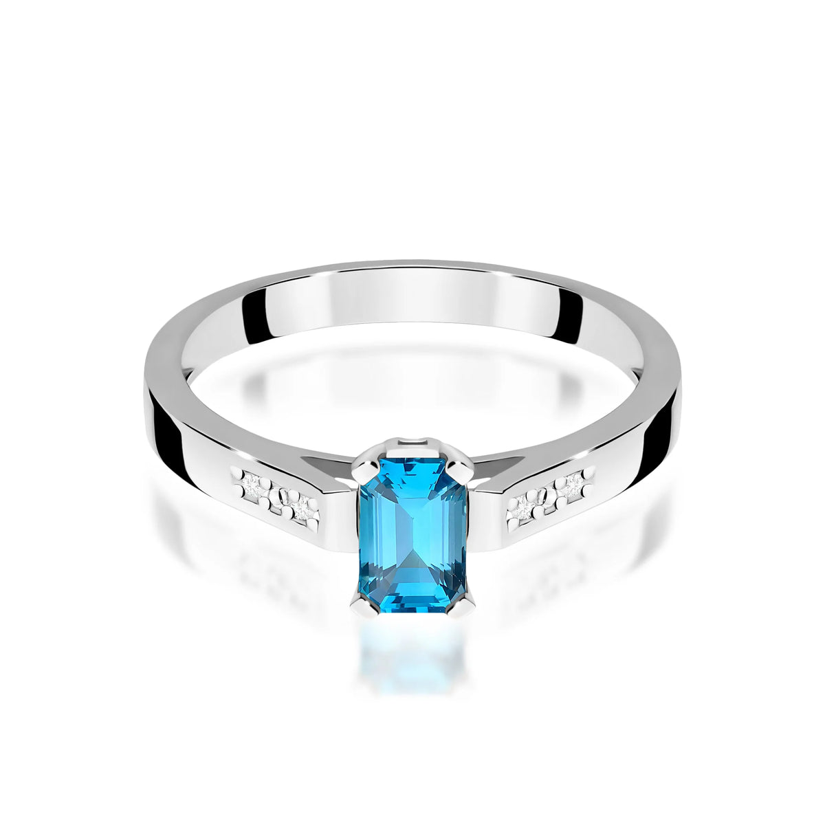 14k (585) White Gold Rings | 0.65ct Topaz and 0.04ct Diamonds | GREMARI Jewelry