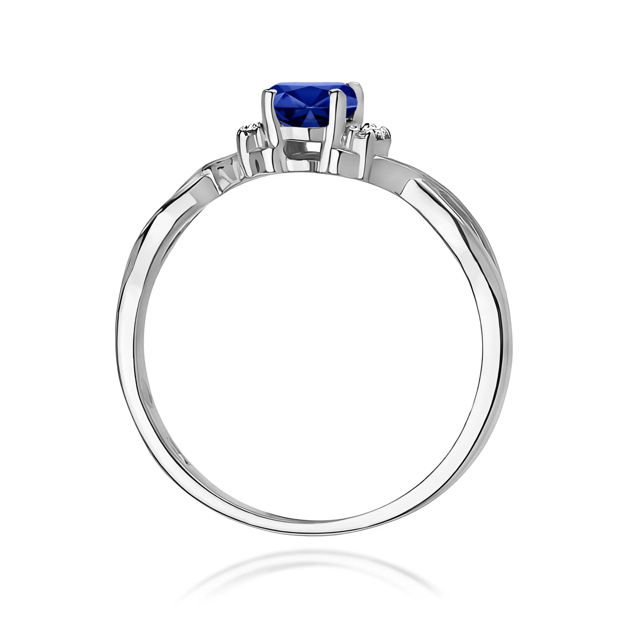 14k (585) White Gold Ring | 0.70ct Sapphire and 0.052ct Diamonds | GREMARI Jewelry
