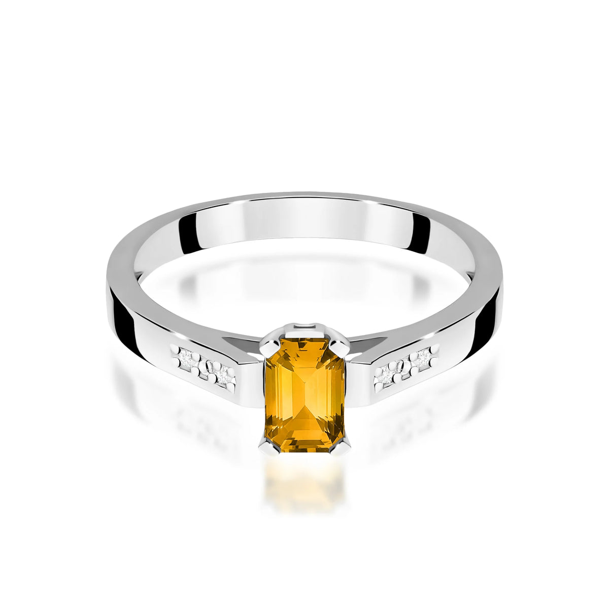 14k (585) White Gold Rings | 0.80ct Citrin and 0.04ct Diamonds | GREMARI Jewelry