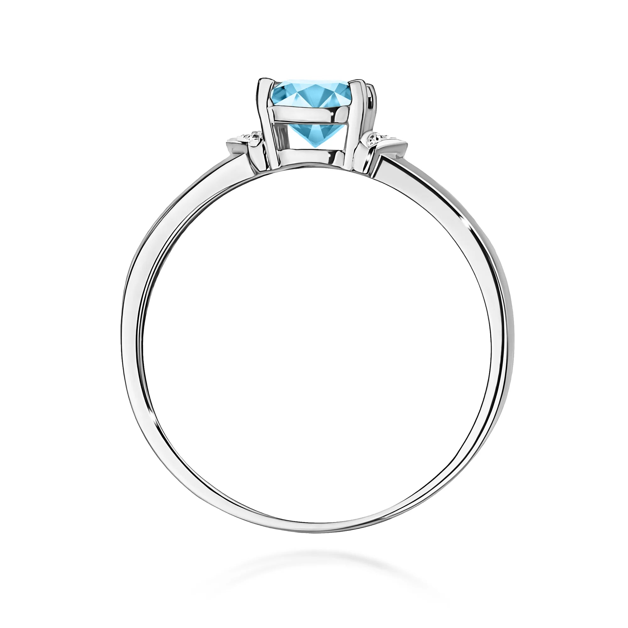 14k White Gold Ring | 0.70ct Topaz & 0.01ct Diamonds | GREMARI Jewelry