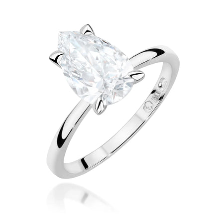 White Gold 14k(585) ring with 2ct lab diamond.  Is packaged in an elegant box, which is perfect for a gift.
