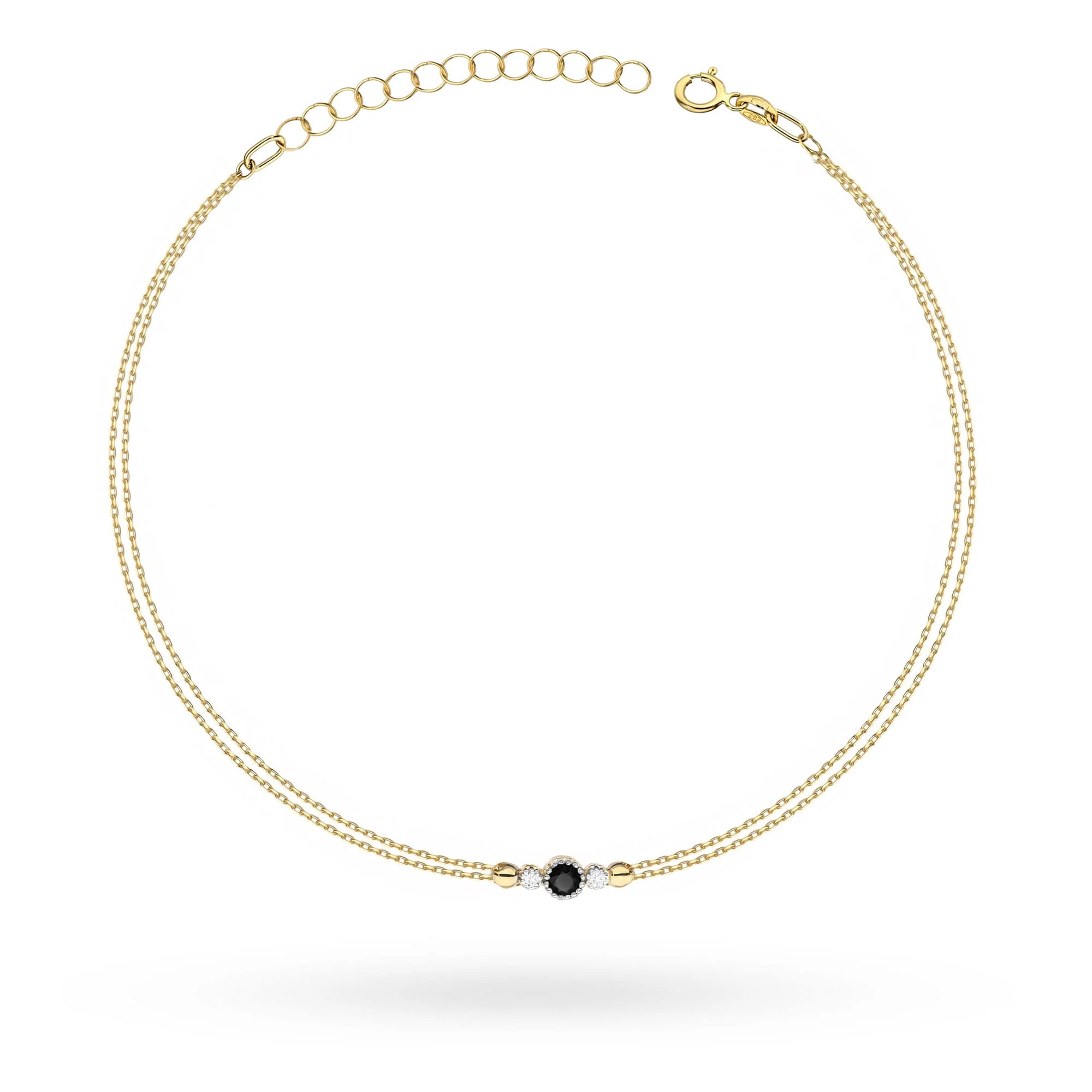 zlatý náramok so 0,12 ct čiernym diamantom a 0,029 ct diamantmi b0003-dib-01