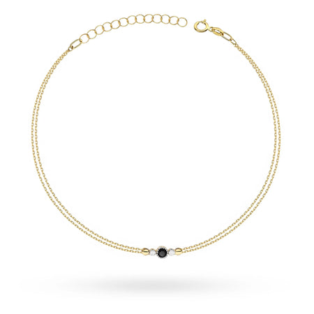 zlatý náramok so 0,12 ct čiernym diamantom a 0,029 ct diamantmi b0003-dib-01