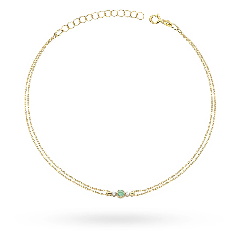 zlatý náramok s 0,15 ct smaragdom a 0,029 ct diamantmi b0005-emg-01