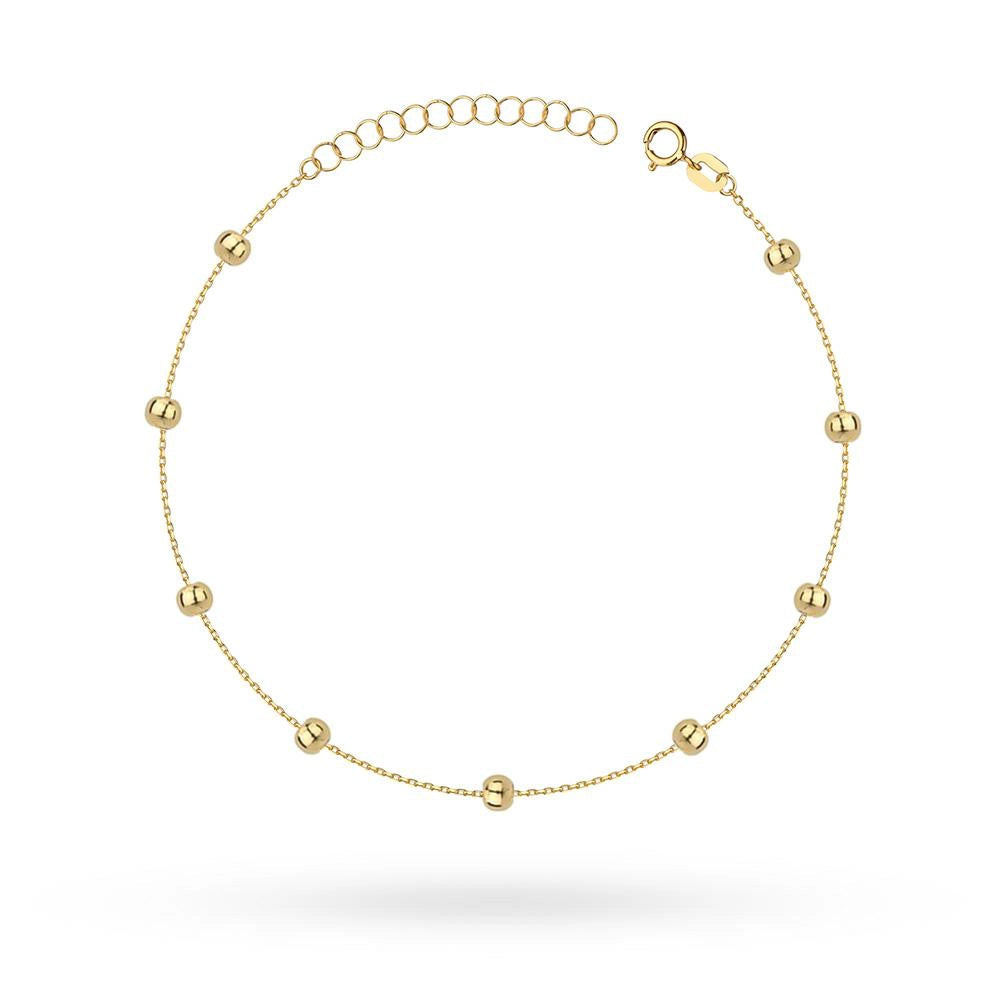 Náramok zo 14-karátového zlata (585) | Hladké jemné korálky | Minimalistický elegantný jemný šperk na každý deň, darček