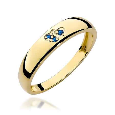 14k gold ring with 2 blue zirconia hearts. Classic design with modern twist. Packed in black box, paper, and gift bag.