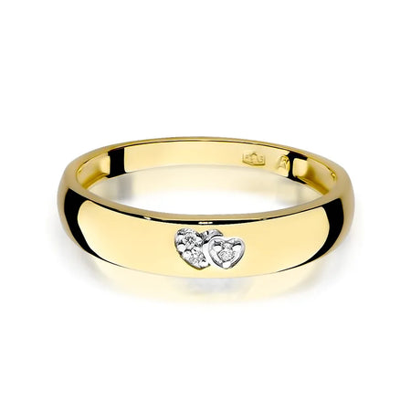 14k gold ring with 2 white zirconia hearts. Classic design with modern twist. Packed in black box, paper, and gift bag.
