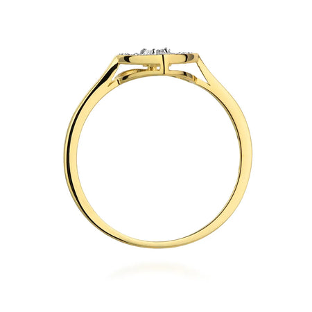 14K gold ring with 0.10ct diamond and 18 diamonds of total mass 0.09ct. Ring is packed in black box, paper and gift bag.