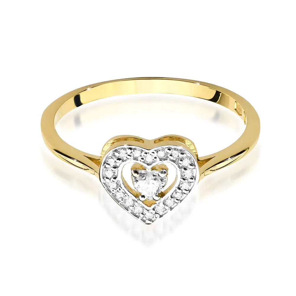 14K gold ring with 0.10ct diamond and 18 diamonds of total mass 0.09ct. Ring is packed in black box, paper and gift bag.