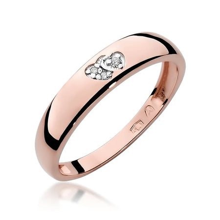 14k rose gold ring with 2 white zirconia hearts. Classic design with modern twist. Packed in black box, paper, and gift bag.