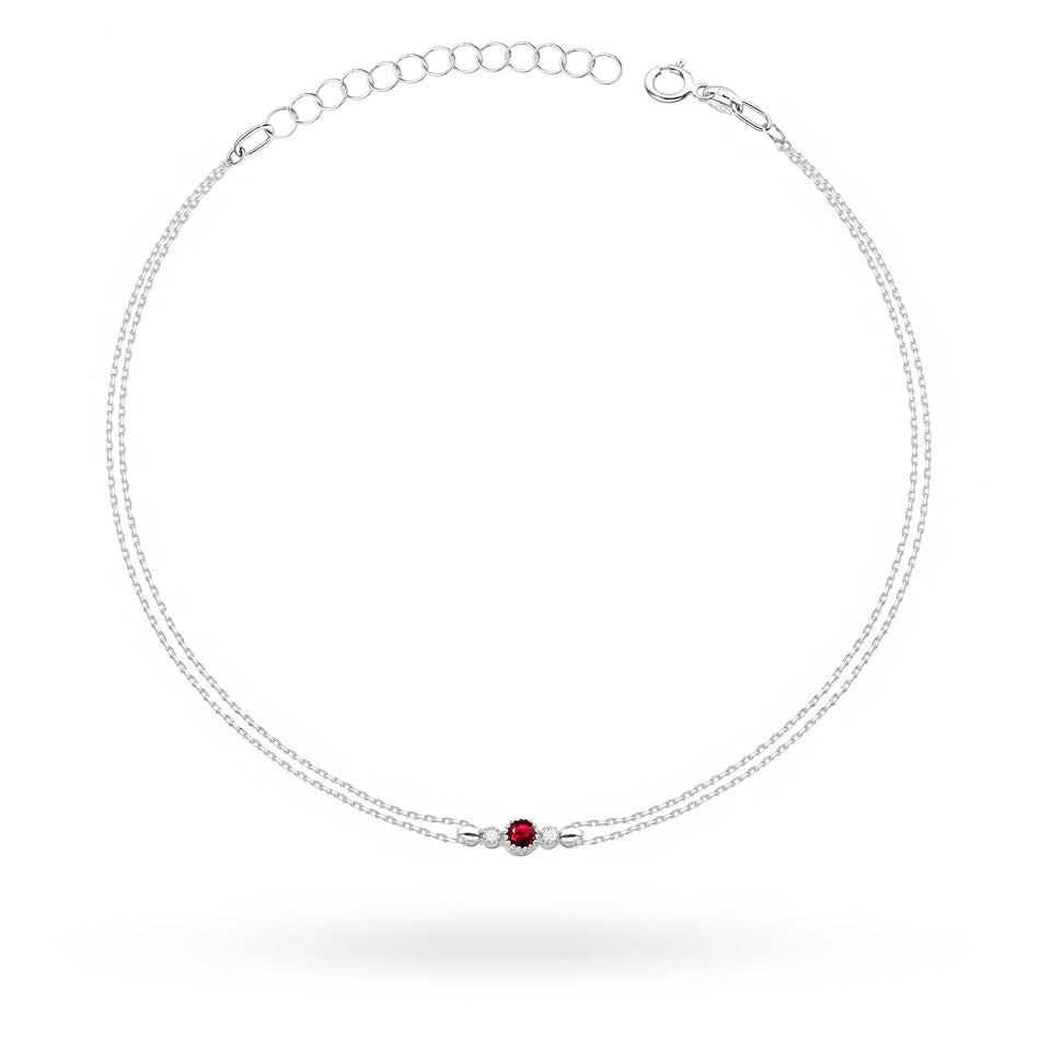 zlatý náramok s 0,15 ct rubínom a 0,029 ct diamantmi b0005-rur-01