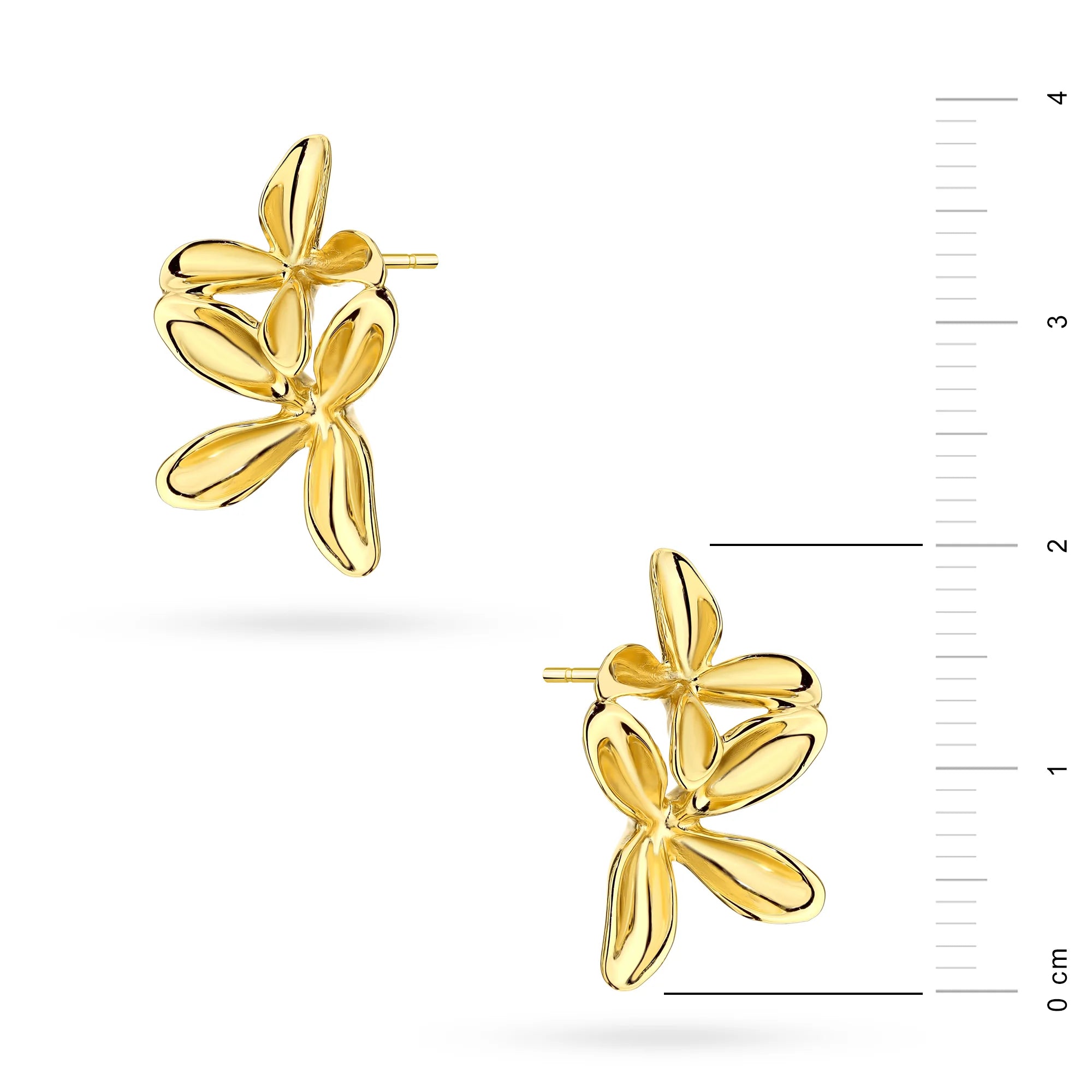 Náušnice zo striebra (925) pozlátené zlatom | Dizajn prepojených kvetov | GREMARI Šperky