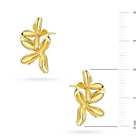 Náušnice zo striebra (925) pozlátené zlatom | Dizajn prepojených kvetov | GREMARI Šperky