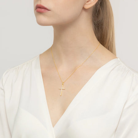 Gold-plated Silver(925) Cross Pendant | Cubic Zirconias | GREMARI Jewelry