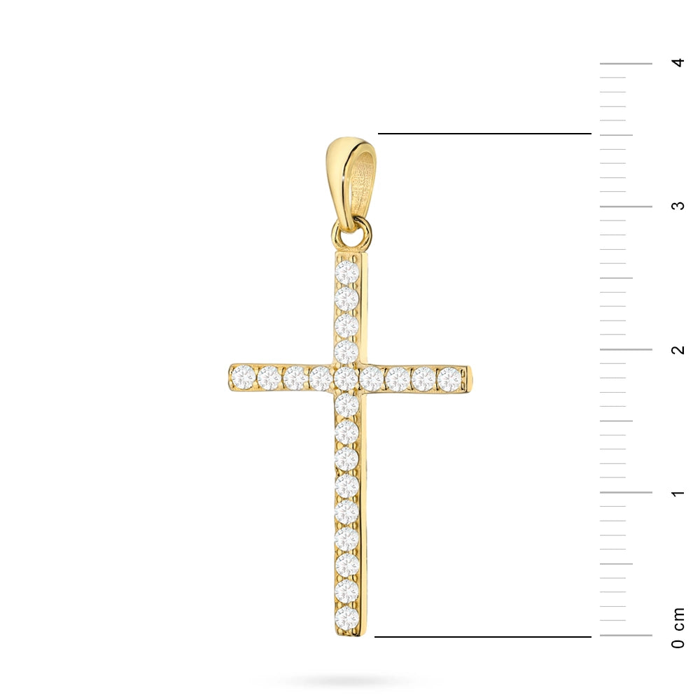 Gold-plated Silver(925) Cross Pendant | Cubic Zirconias | GREMARI Jewelry