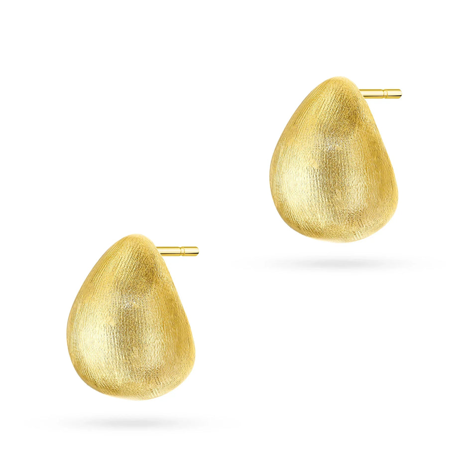 Náušnice zo striebra (925) pozlátené zlatom | Saténový kvapkový tvar | Šperky GREMARI