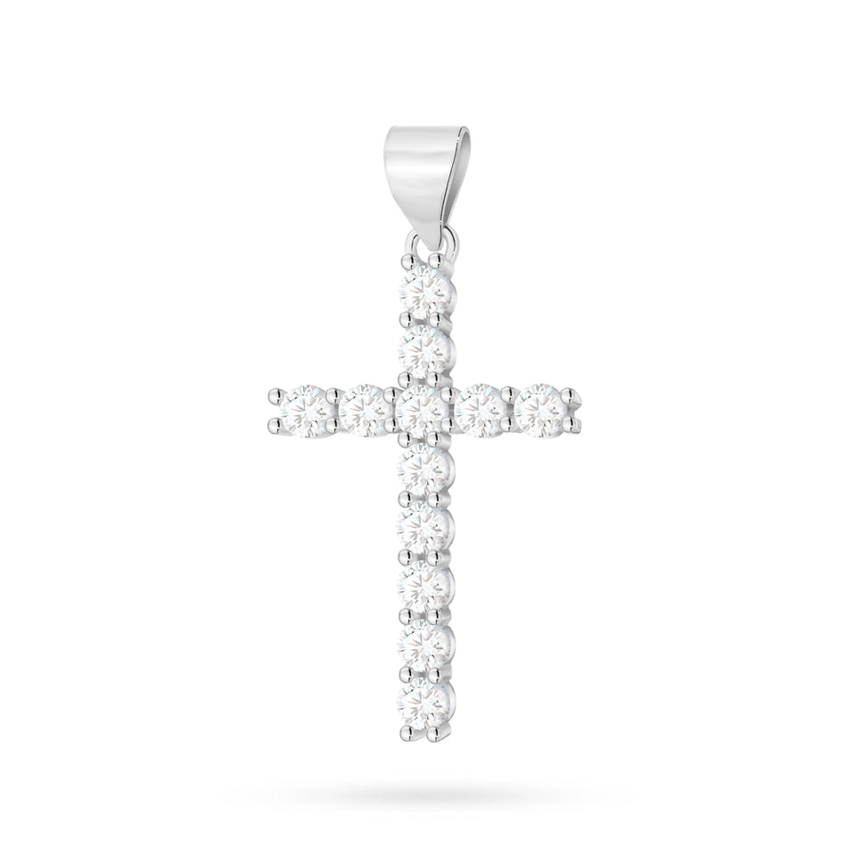 Sterling Silver (925) Pendant | Cross & Zirconia |  GREMARI Jewelry