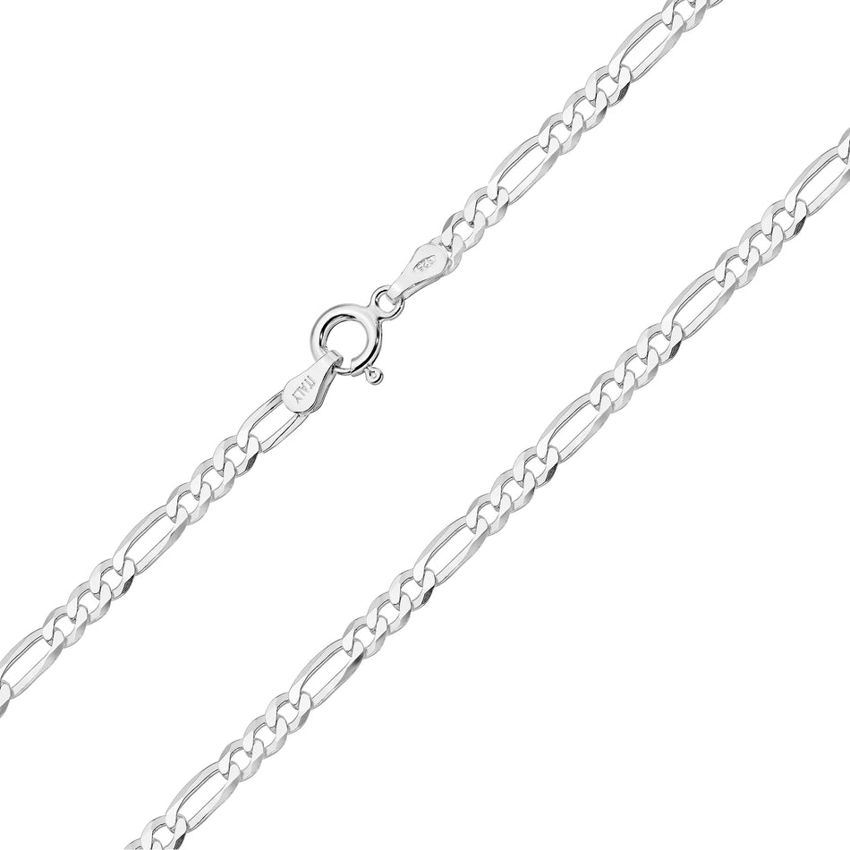 925 Silver Chain | Men's Figaro Chain 3.4mm Wide | GREMARI Jewelry
