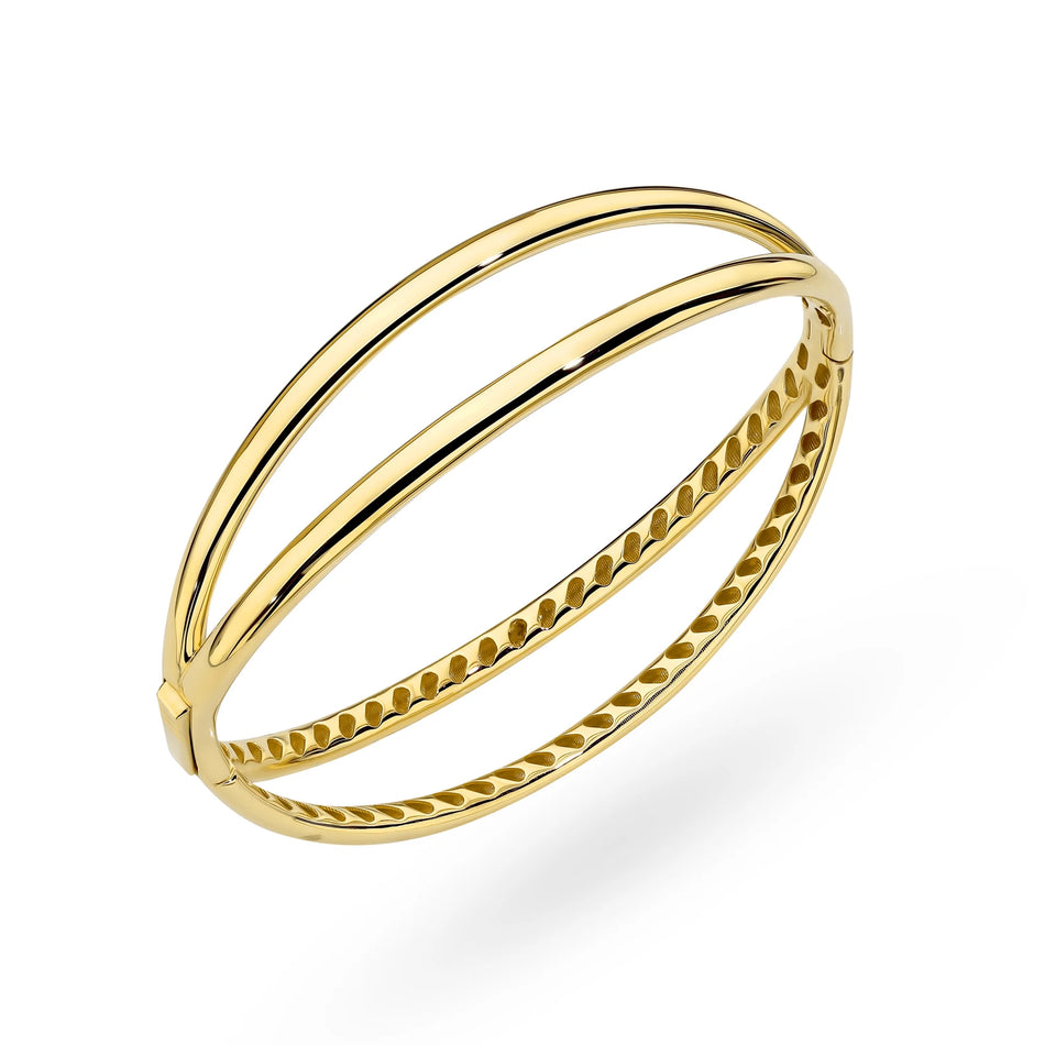 Gold rigid smooth oval bracelet