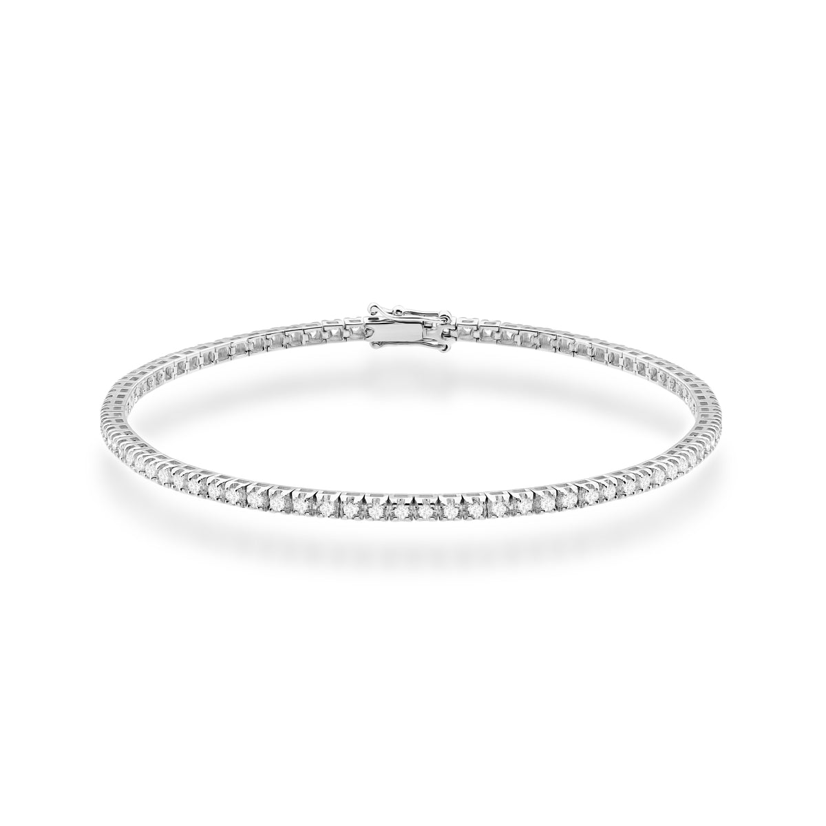 Tenisový náramok zo bieleho zlata s 74 round lab-grown diamantmi – 1.073ct