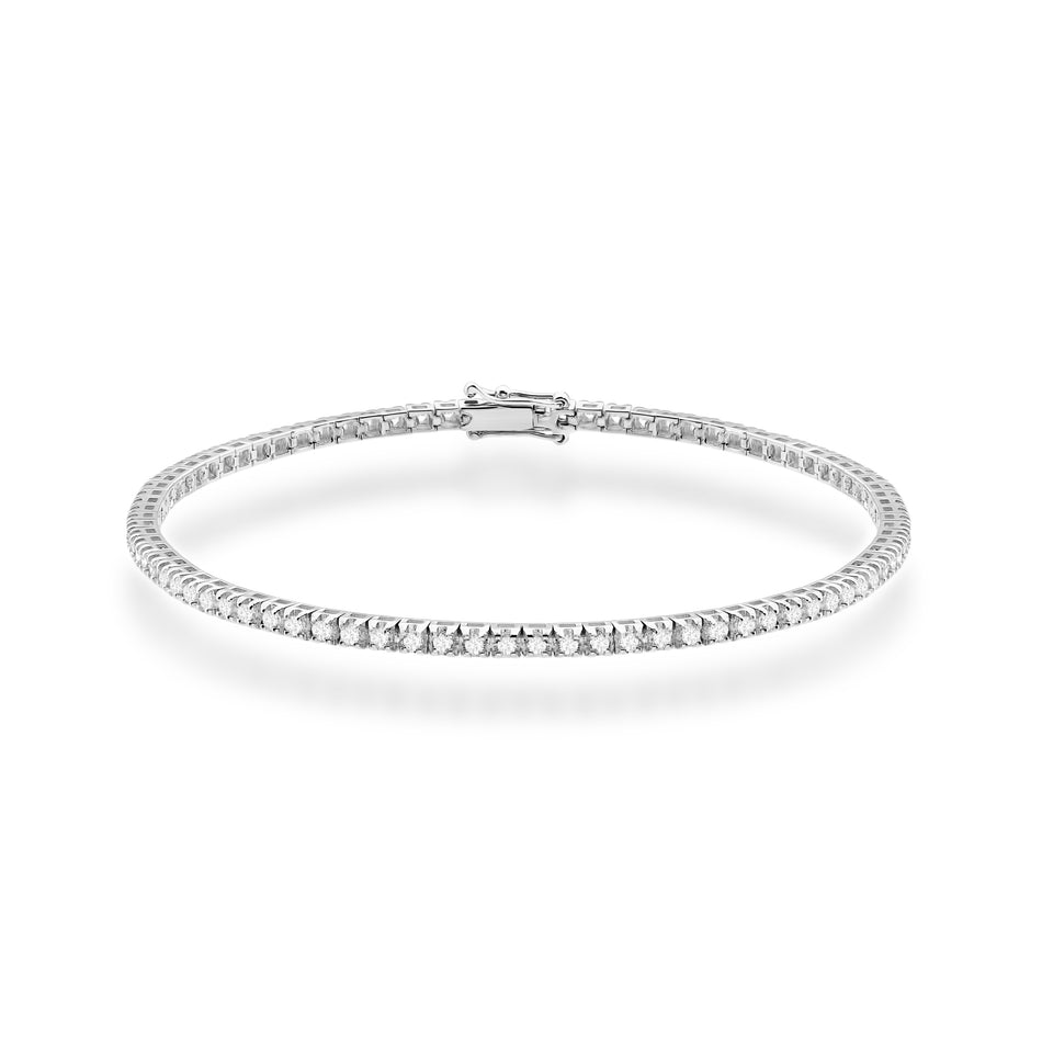 Tenisový náramok zo bieleho zlata s 74 round lab-grown diamantmi – 1.073ct