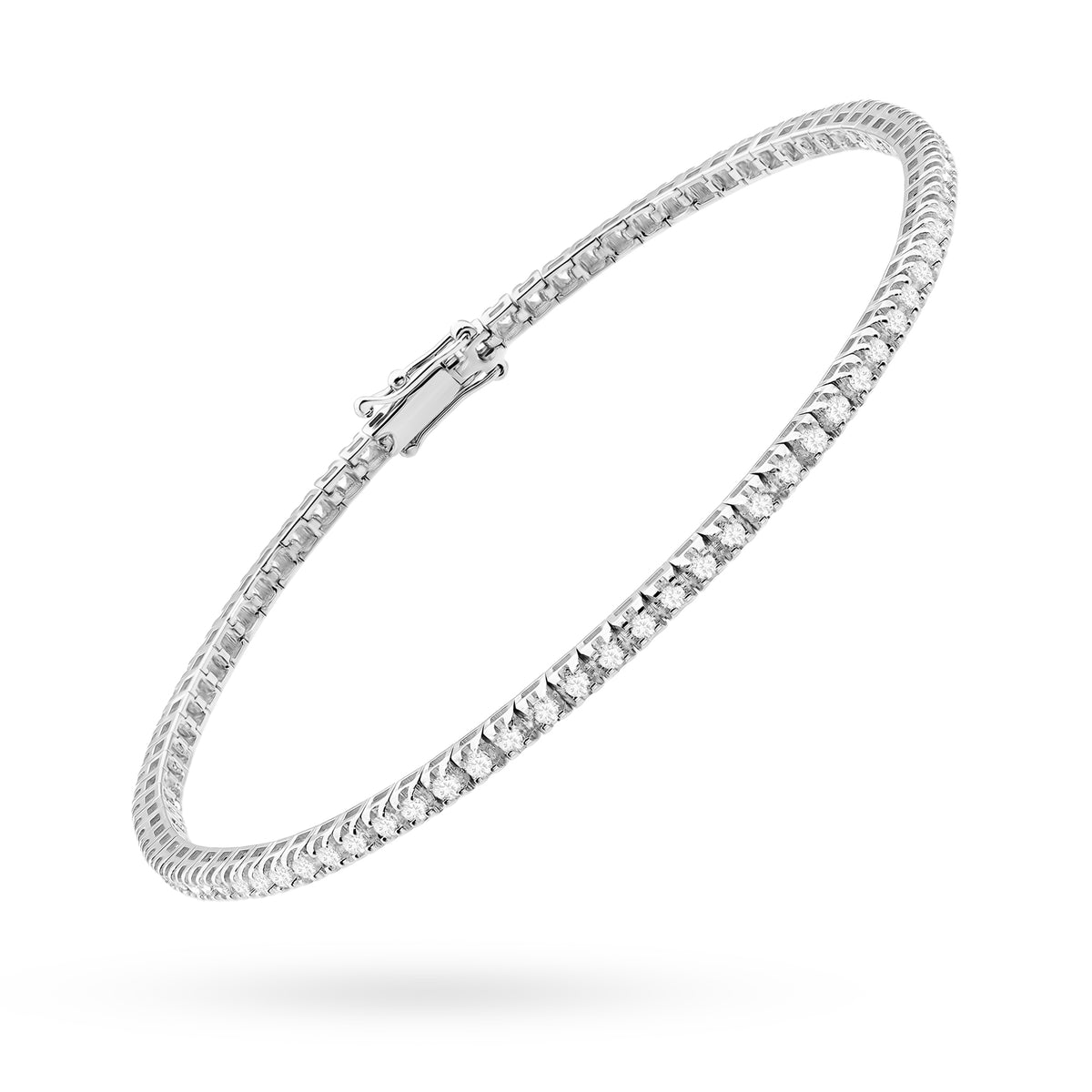 Tenisový náramok zo bieleho zlata s 74 round lab-grown diamantmi – 1.073ct