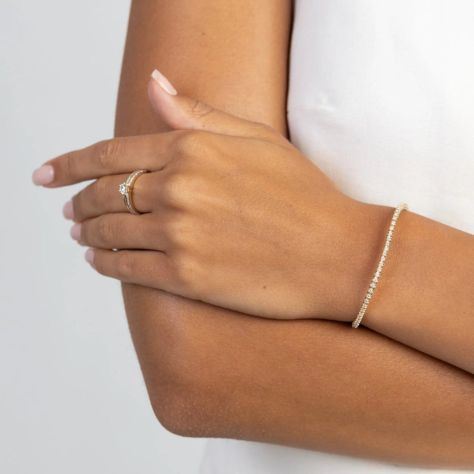 Gold Tennis Bracelet Set with 1.204ct Diamonds