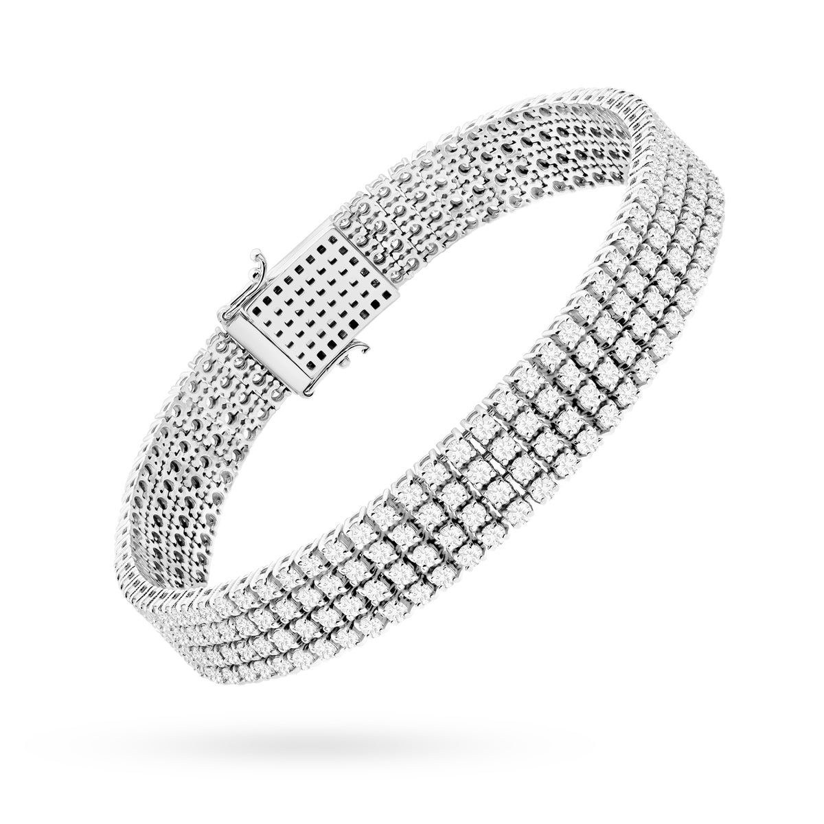 Štvorradový tenisový náramok zo bieleho zlata s 300 round lab-grown diamantmi – 6.00ct