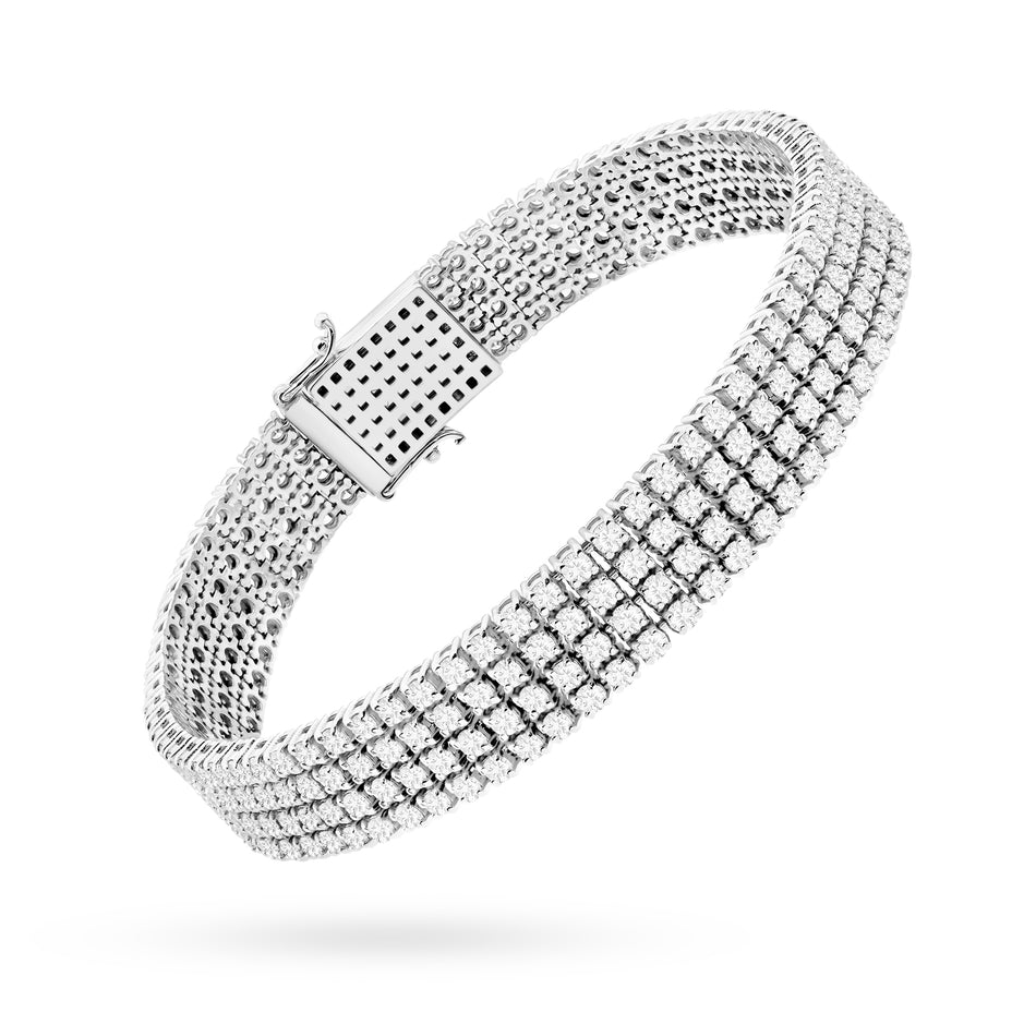 Štvorradový tenisový náramok zo bieleho zlata s 300 round lab-grown diamantmi – 6.00ct