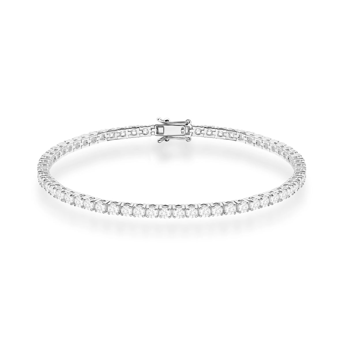 GREMARI 14K white gold tennis bracelet with 3.96ct round lab-grown diamonds – front view