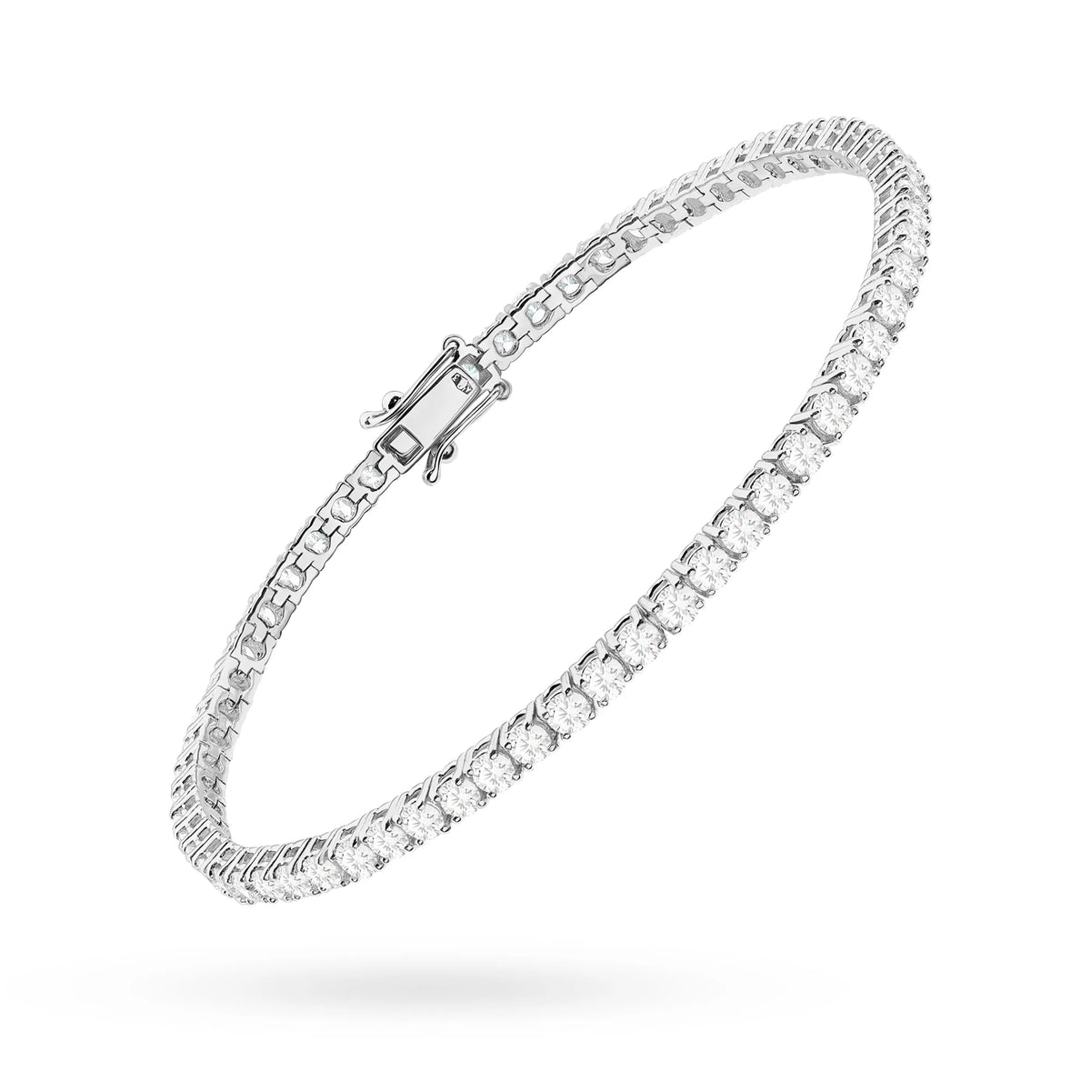 GREMARI 14K white gold tennis bracelet with 3.96ct round lab-grown diamonds – side view