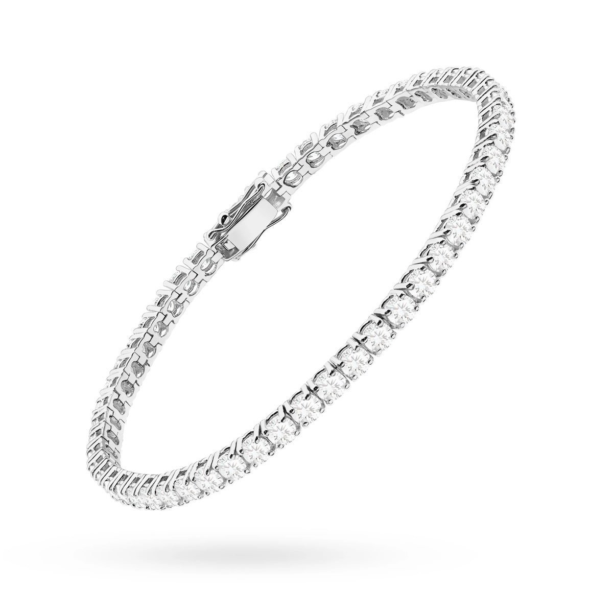 GREMARI 14K white gold tennis bracelet with 4.20ct round lab-grown diamonds – side view