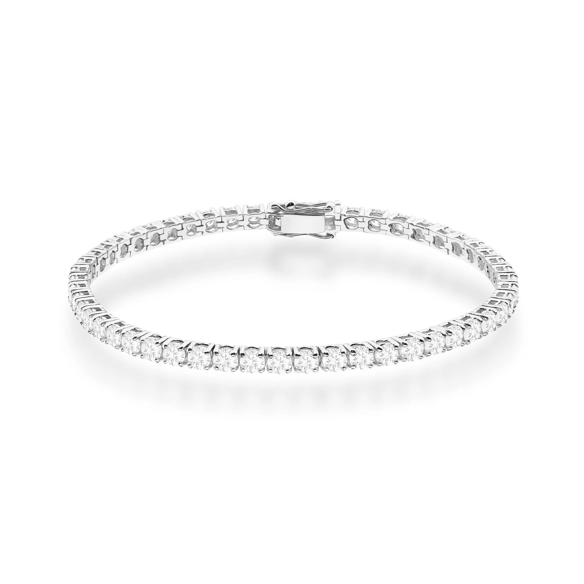 GREMARI 14K white gold tennis bracelet with 4.38ct round lab-grown diamonds – front view