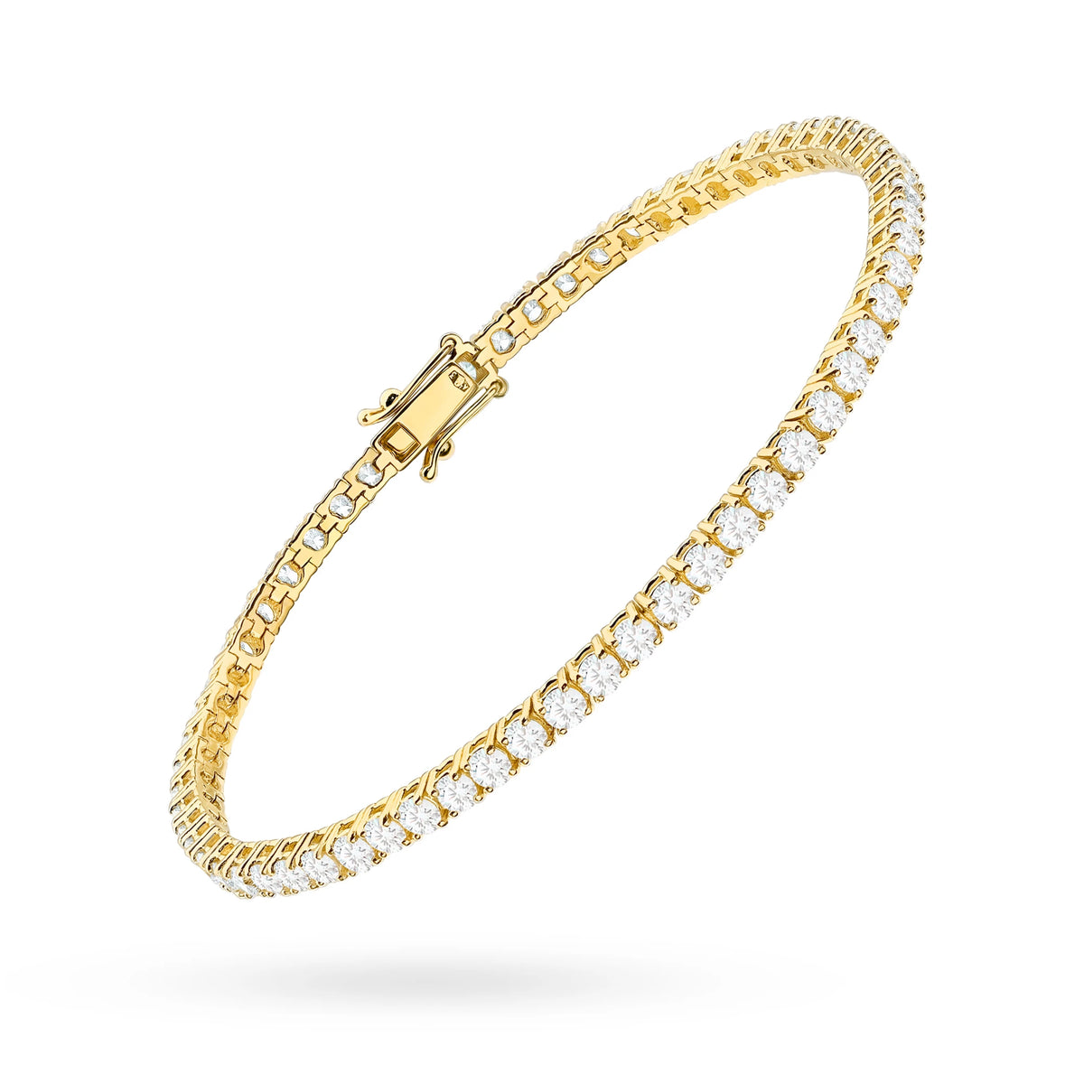 Yellow Gold Tennis Bracelet with 62 Round Lab-Grown Diamonds 3.72 ct – side view