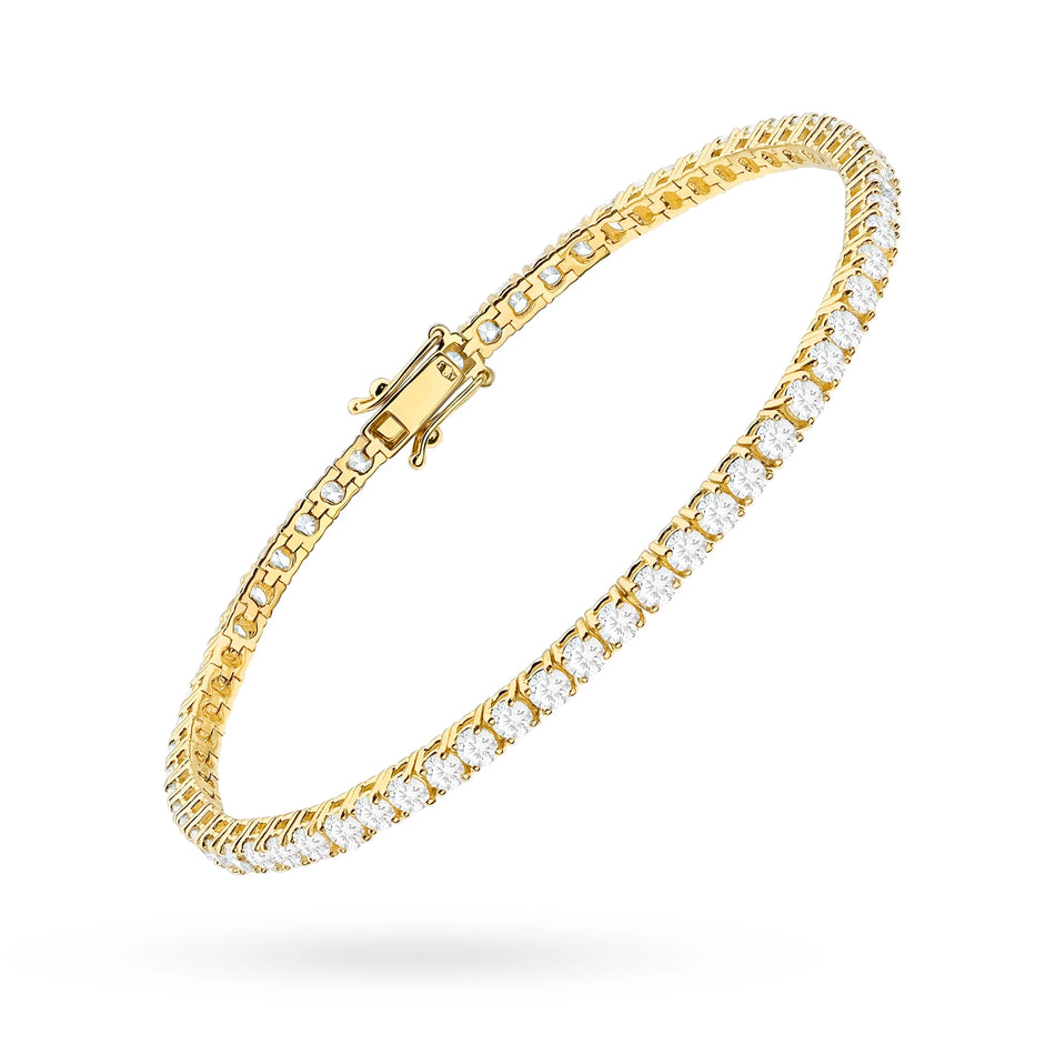 GREMARI 14K yellow gold tennis bracelet with 3.72ct round lab-grown diamonds – side view