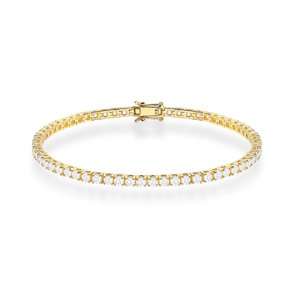 GREMARI 14K yellow gold tennis bracelet with 3.96ct round lab-grown diamonds – front view