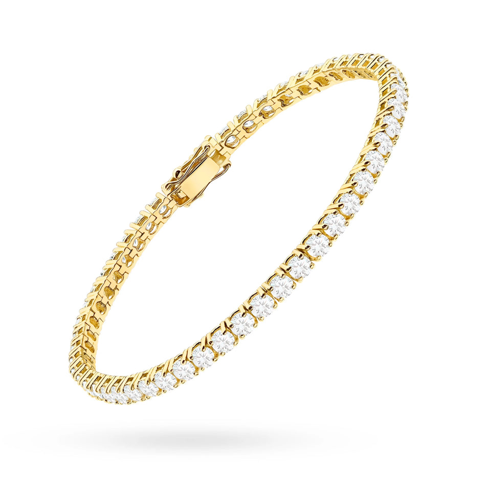 GREMARI 14K yellow gold tennis bracelet with 4.20ct round lab-grown diamonds – side view