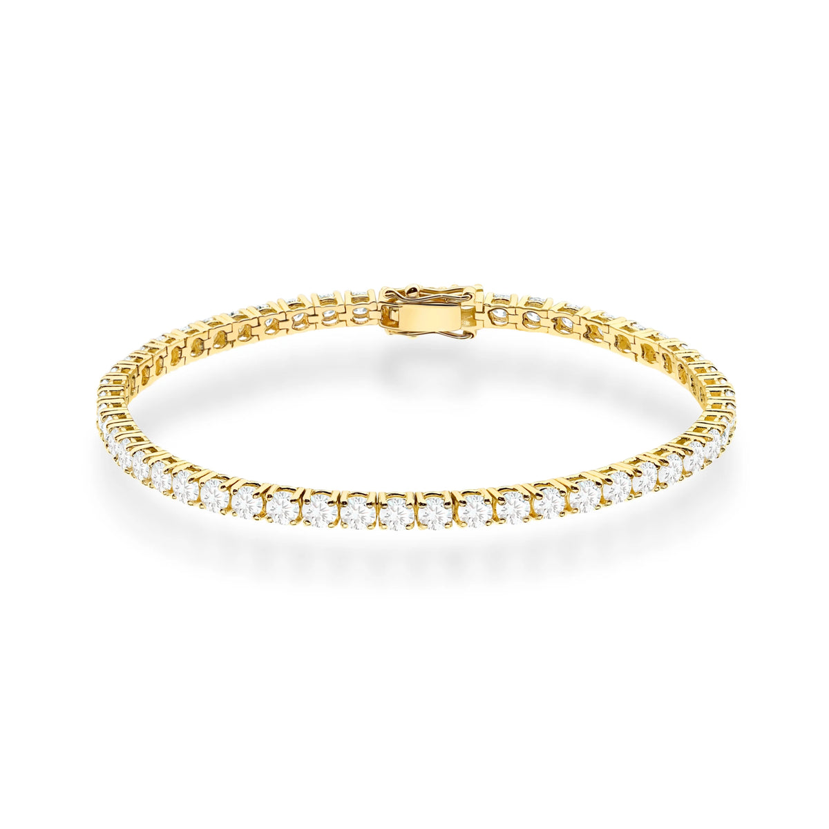 GREMARI 14K yellow gold tennis bracelet with 4.38ct round lab-grown diamonds – front view