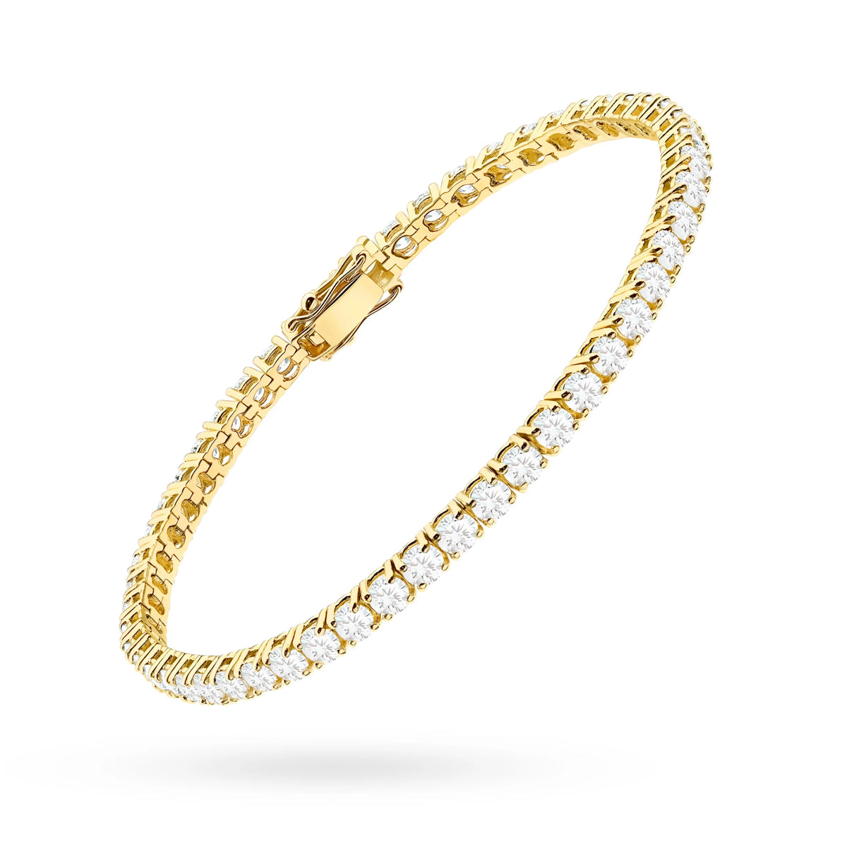 GREMARI 14K yellow gold tennis bracelet with 4.38ct round lab-grown diamonds – side view