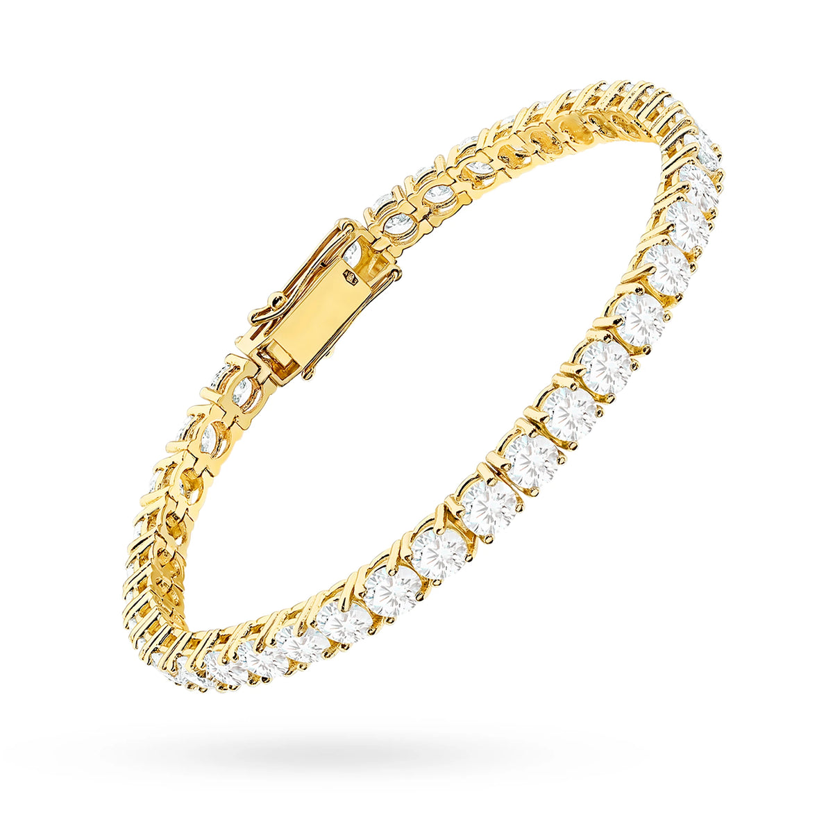 Yellow Gold Tennis Bracelet with 48 Round Lab-Grown Diamonds 12.00 ct – side view