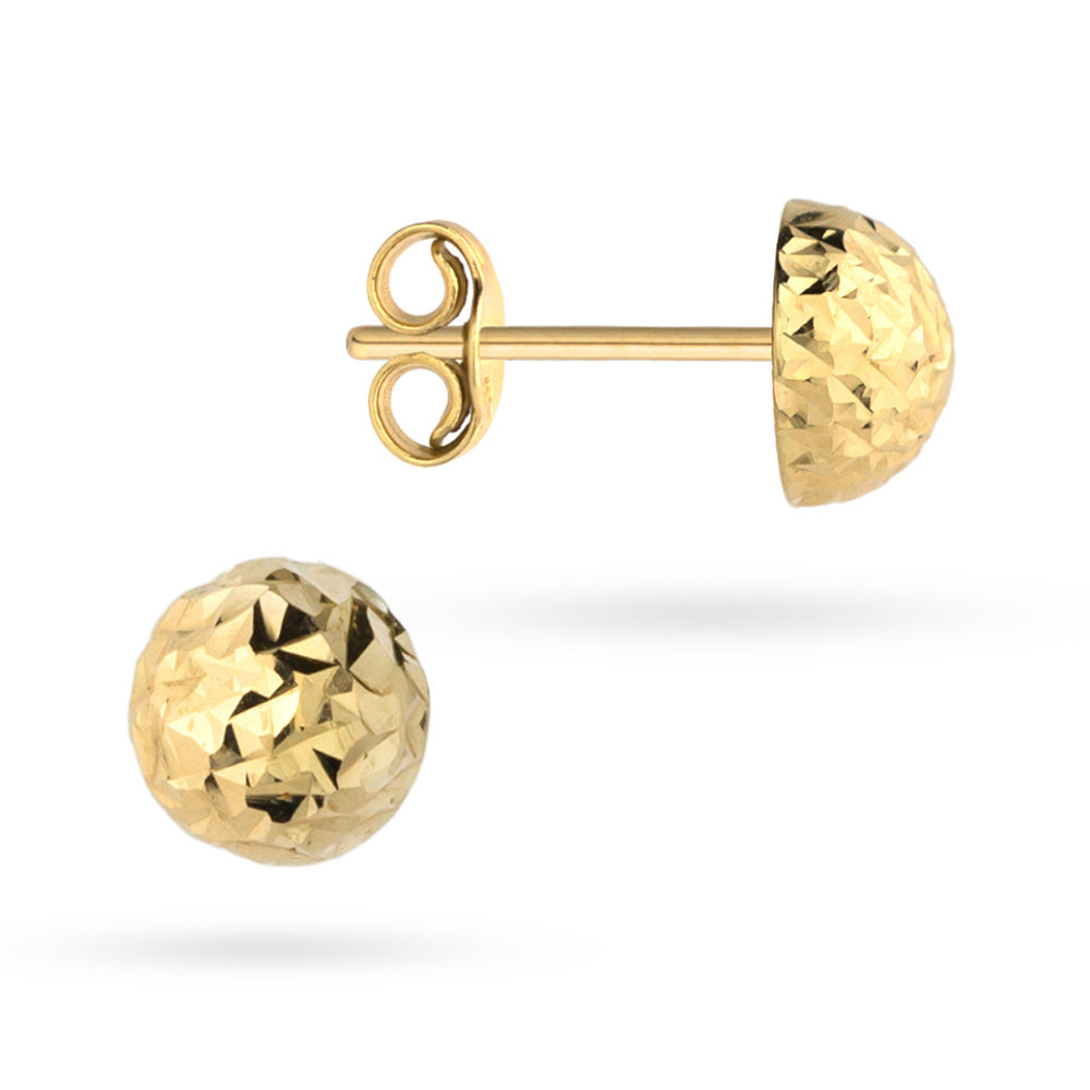Yellow Gold Diamond-Cut Half-Ball Stud Earrings | 585 (14k) Yellow Gold Stud Earrings
