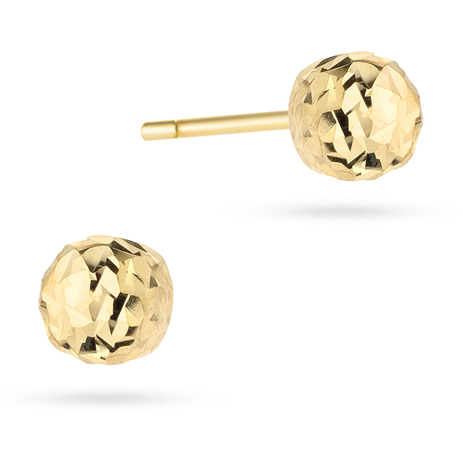 Yellow Gold Lightweight Diamond-Cut Ball Stud Earrings | 585 (14k) Yellow Gold Stud Earrings